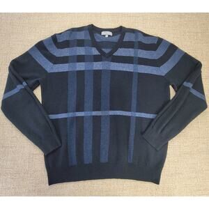 Toscano Firenze Sweater Mens Size XXL Blue Multi Stripe Merino Wool Blend‎